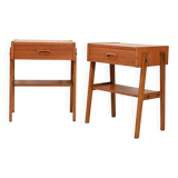 Pair of Scandinavian bedside tables in teak
