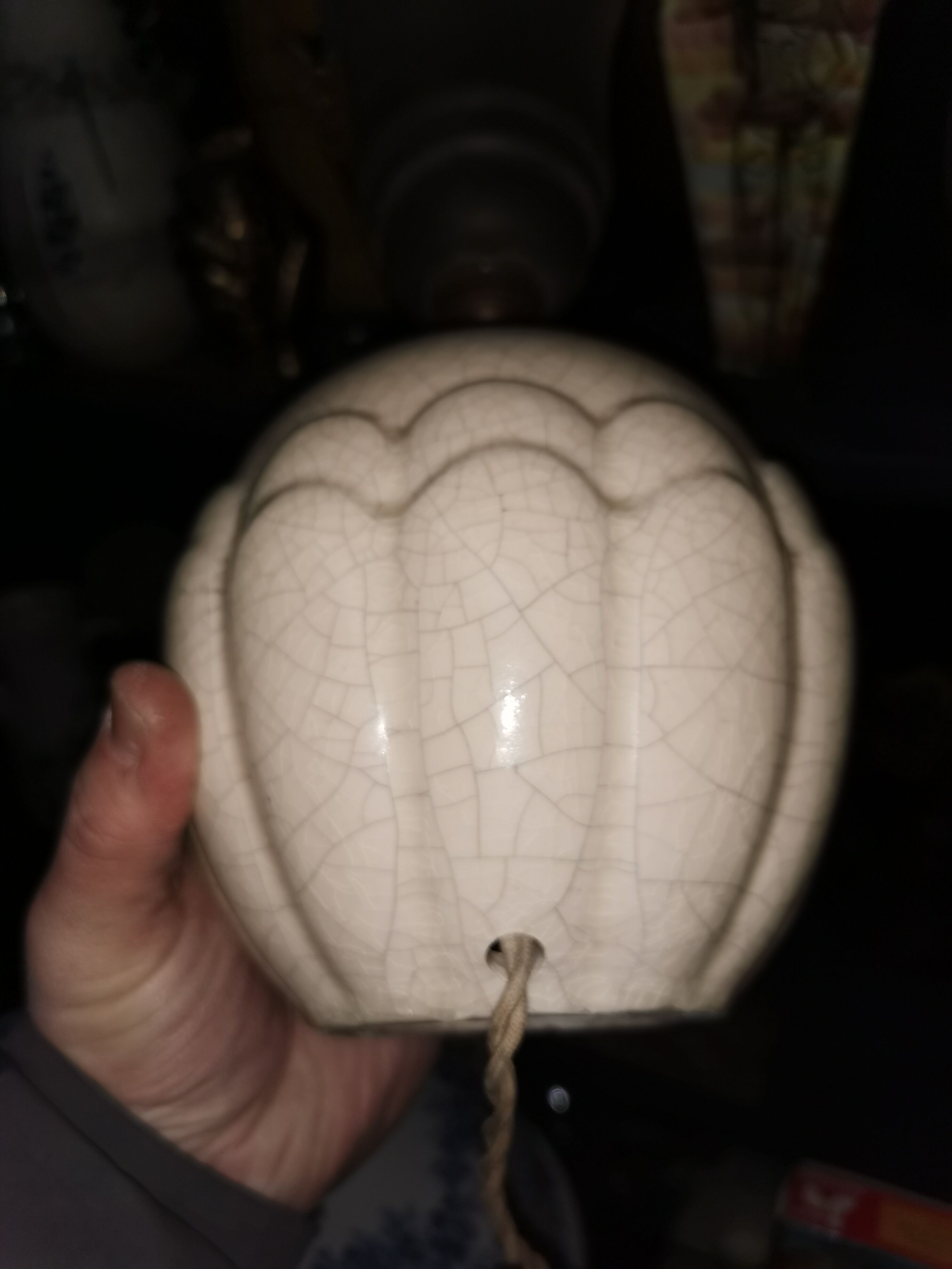 ART DECO design lamp, signed ceramic, Cracked 30's