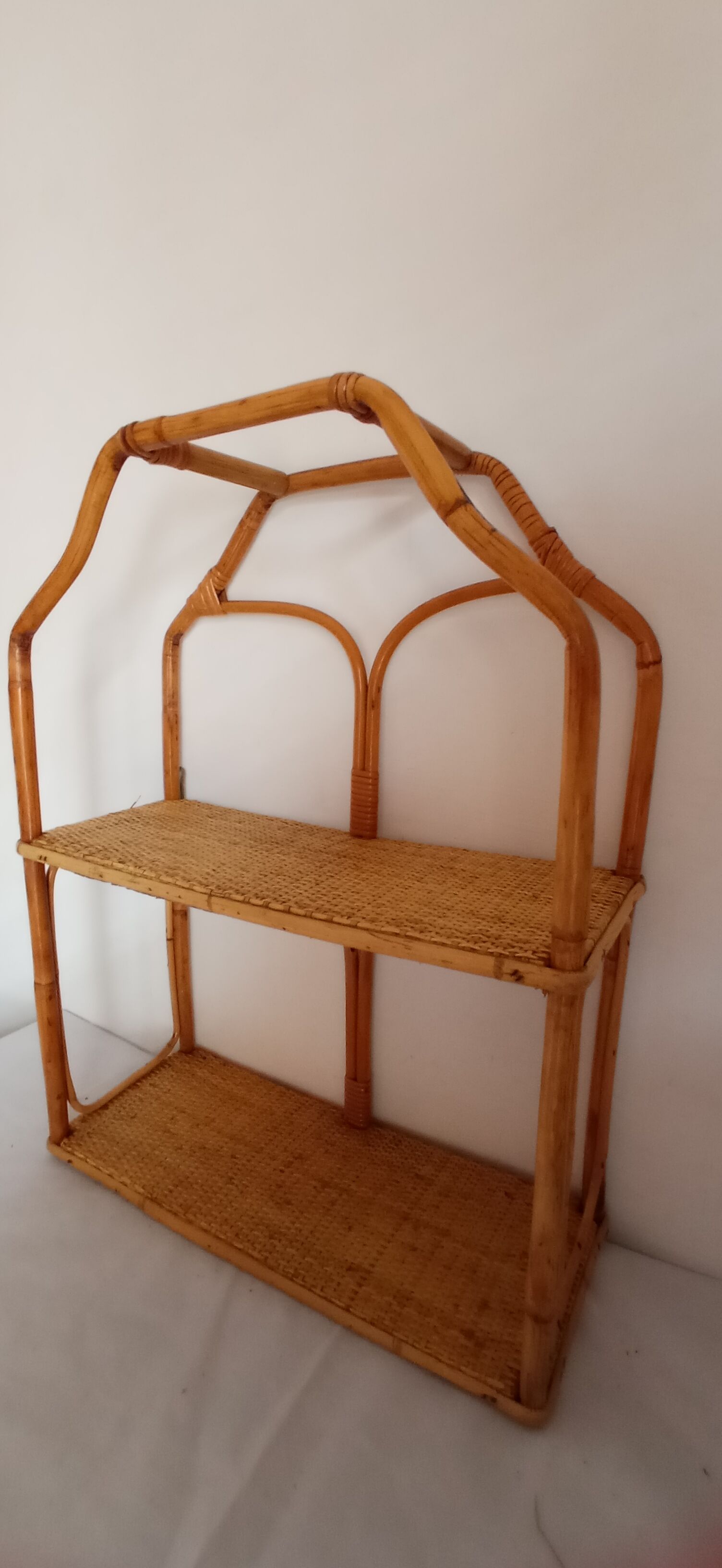 Rattan and bamboo shelf