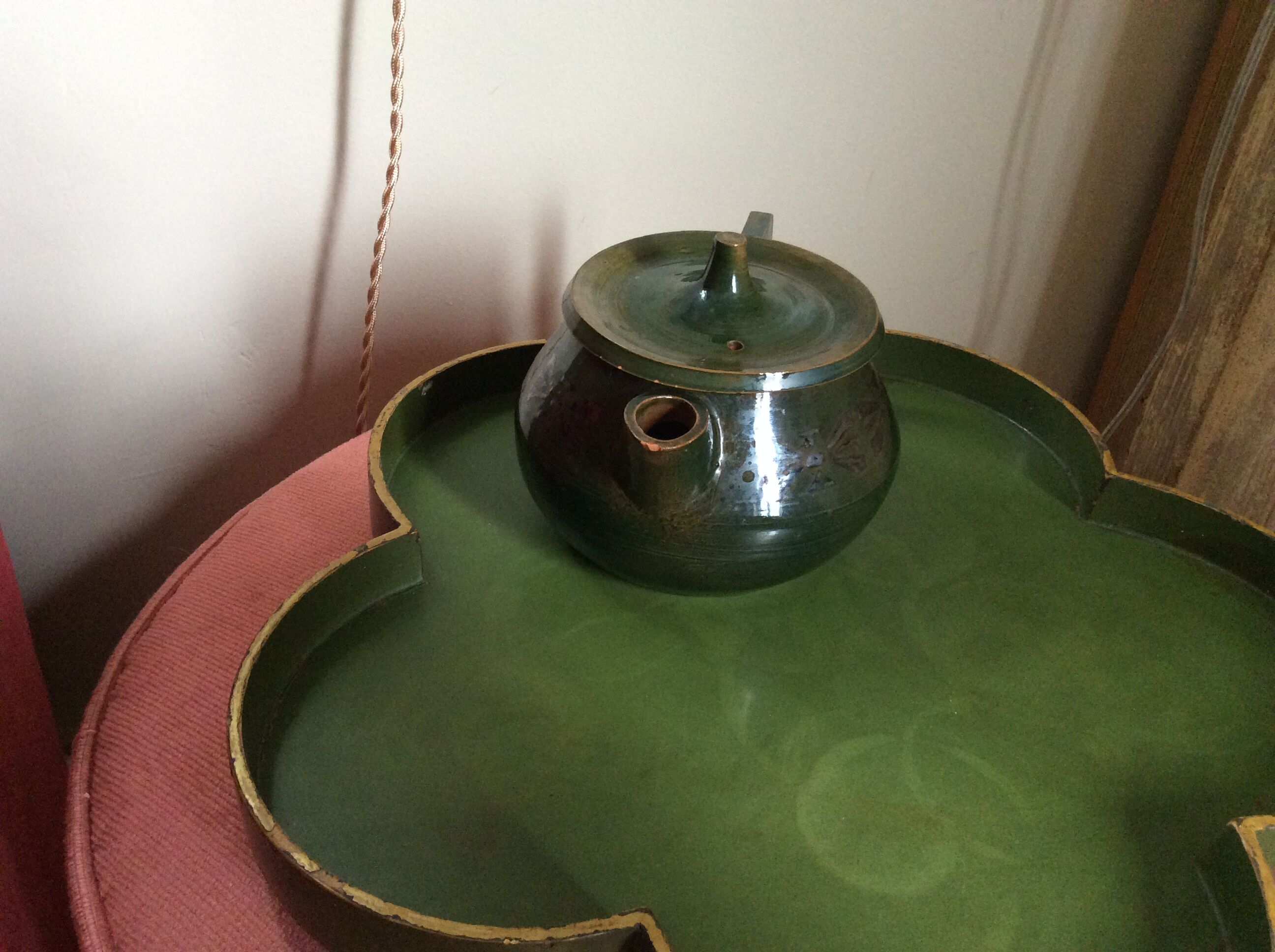 Glazed terracotta teapot