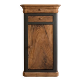 Antique bedside table in walnut and painted wood.