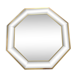 Romeo White lacquered mirror and brass by J.C Mahey. 1970 72cm