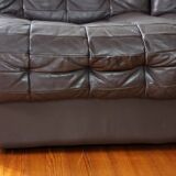1970s brown leather modular sofa