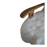 Pair of Scandinavian armchairs in oak and long-haired Icelandic sheepskin by Henning Kjærnulf, 1950.