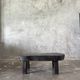 Small old Asian wooden coffee table in Japanese style, kidney-shaped top