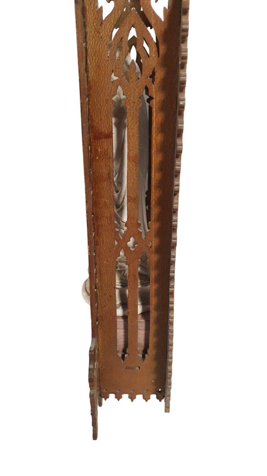 Carved wooden altar chapel shape with virgin al child h 58 cm religion