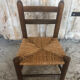 Chaise enfant bebe bois tourné + assise paille tressée vintage #a289