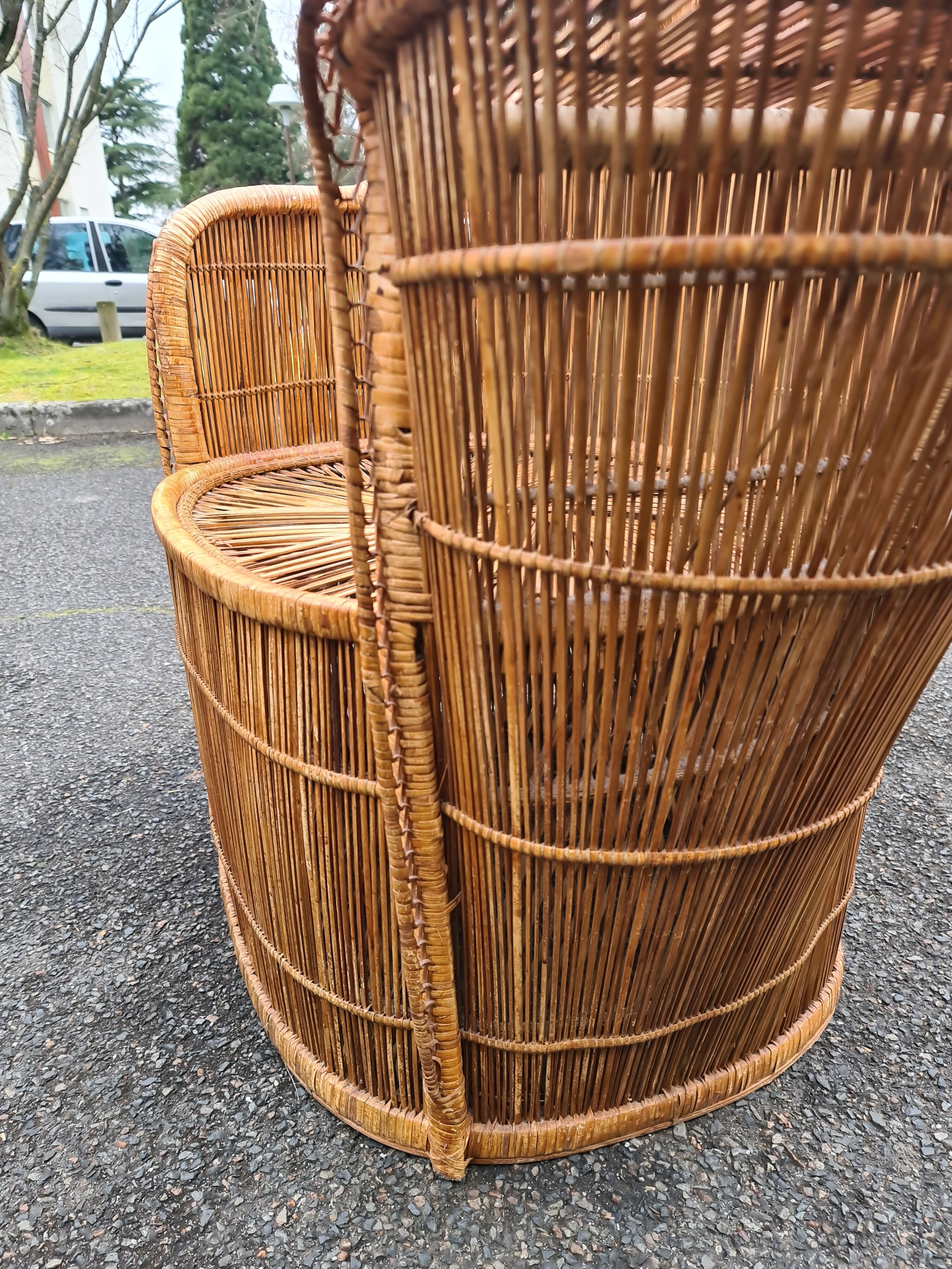 Bench rattan armchair model tablet phone 1960