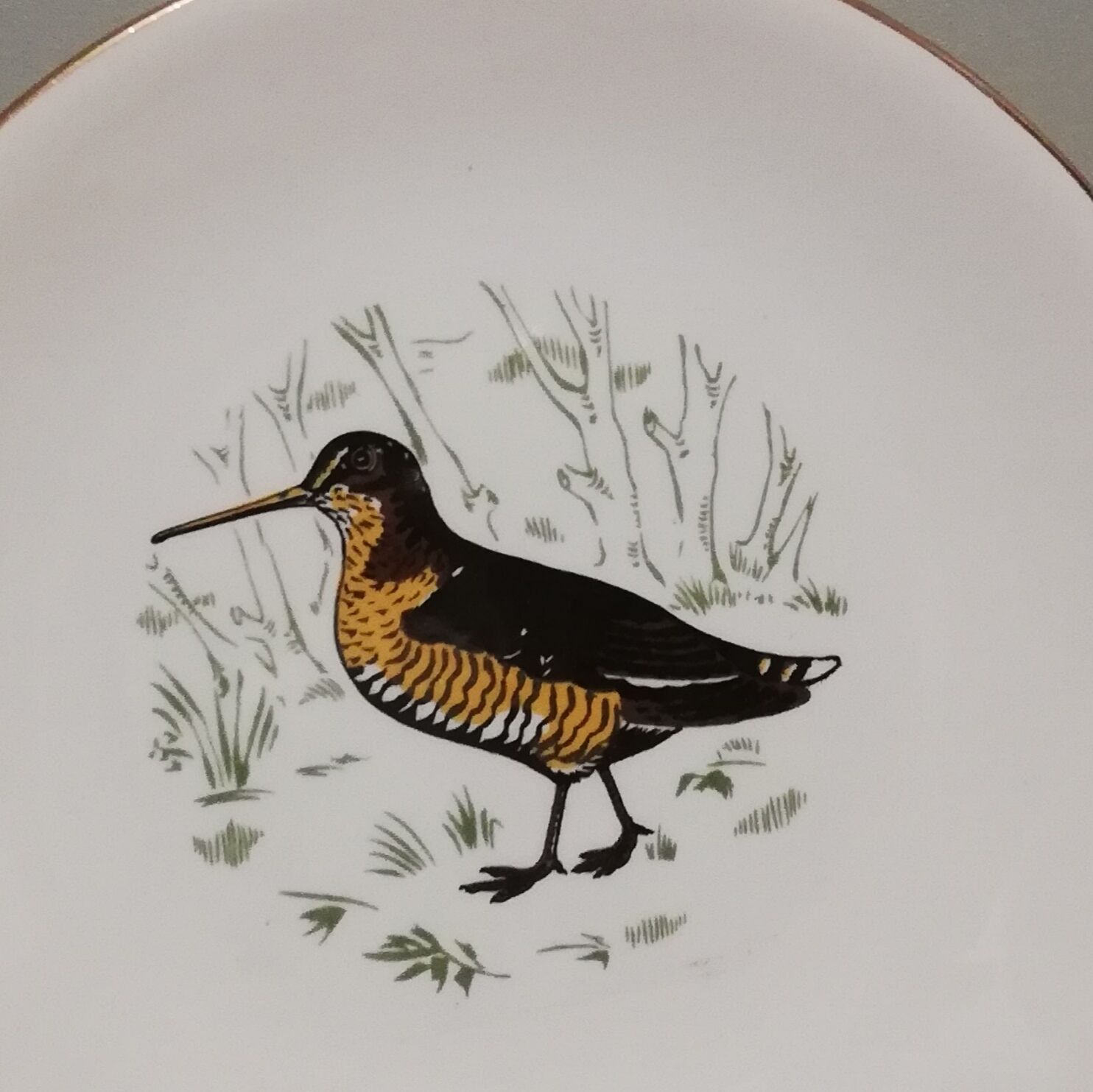 6 flat plates Gien Marly "birds of the forests"