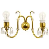 Lobmeyr Vienna Belle large wall sconce in brass and crystal, Austria, 1950s