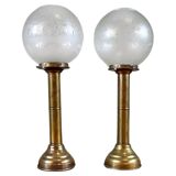 20th-Century Candleholders with Glass Shades, 1950s, Set of 2