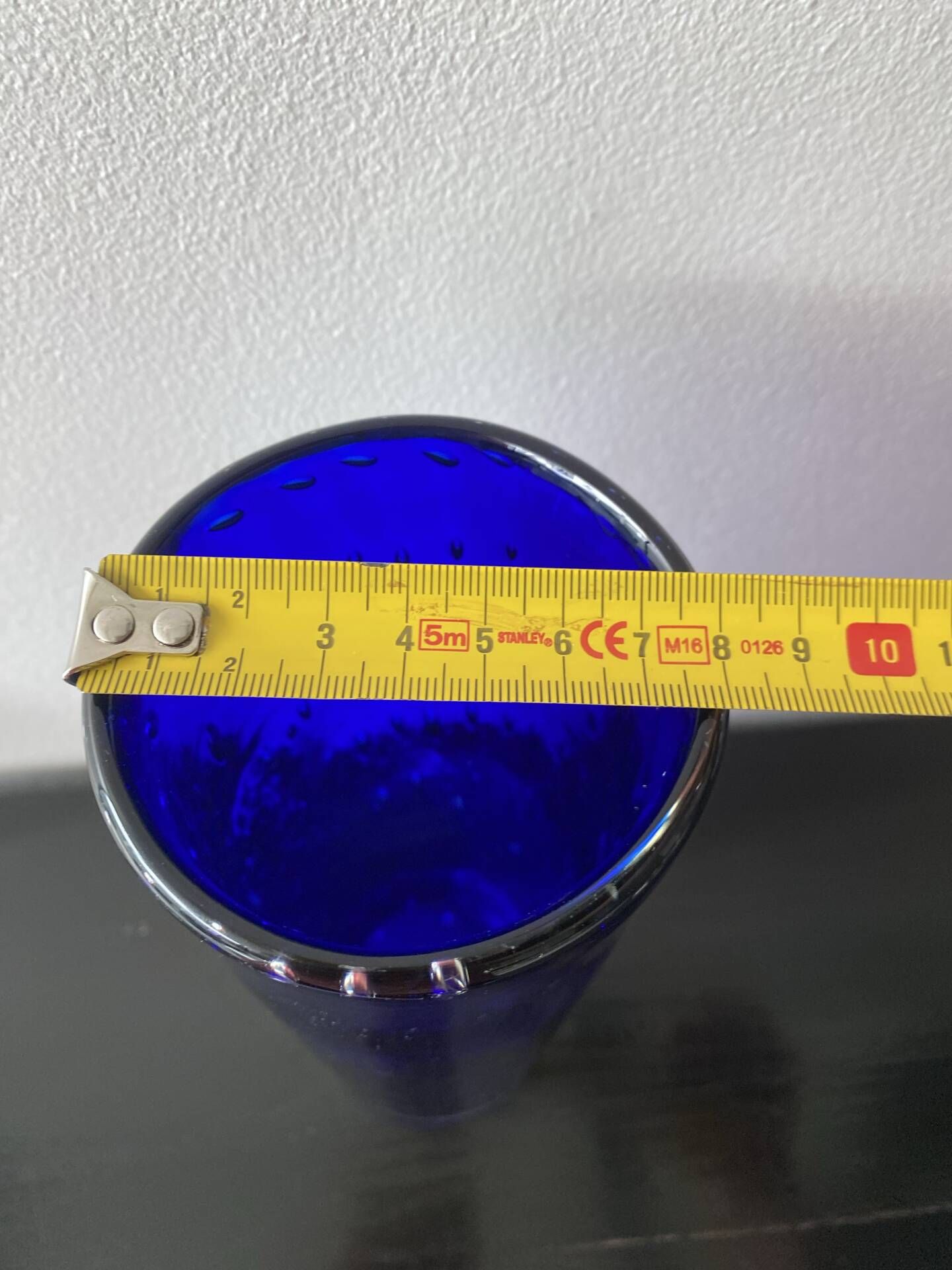 Vintage Scandinavian cobalt blue bubble glass vase from the brand.