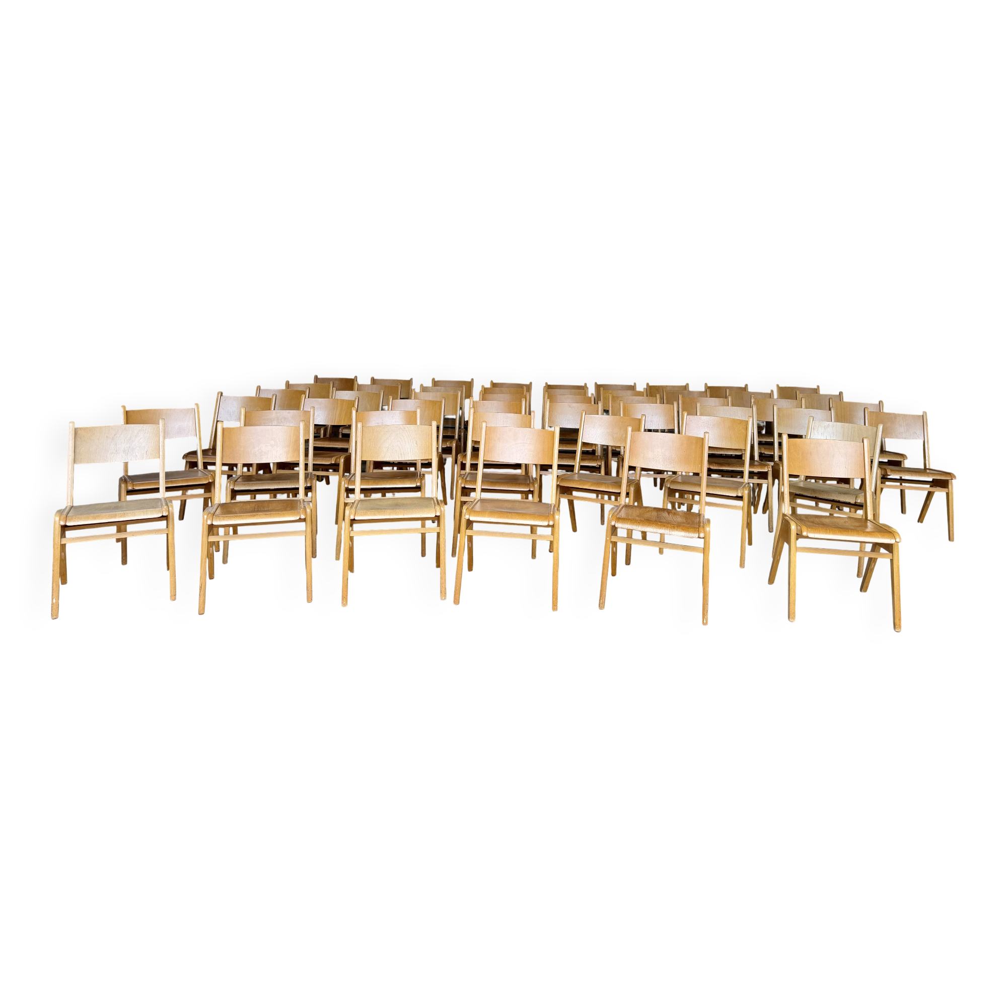 ✨ Set of 50 French modernist stackable chairs – Vintage 1960s