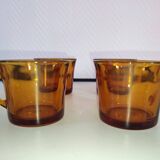 4 tasses à café verre ambré Duralex vintage