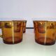 4 vintage Duralex amber glass coffee cups