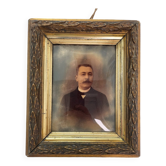 Portrait, photographie, ambrotype, peint à la main, XIXème, signé EV, daté 1881, verre bombé