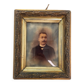 Portrait, photograph, ambrotype, hand painted, 19th century, signed EV, dated 1881, curved glass