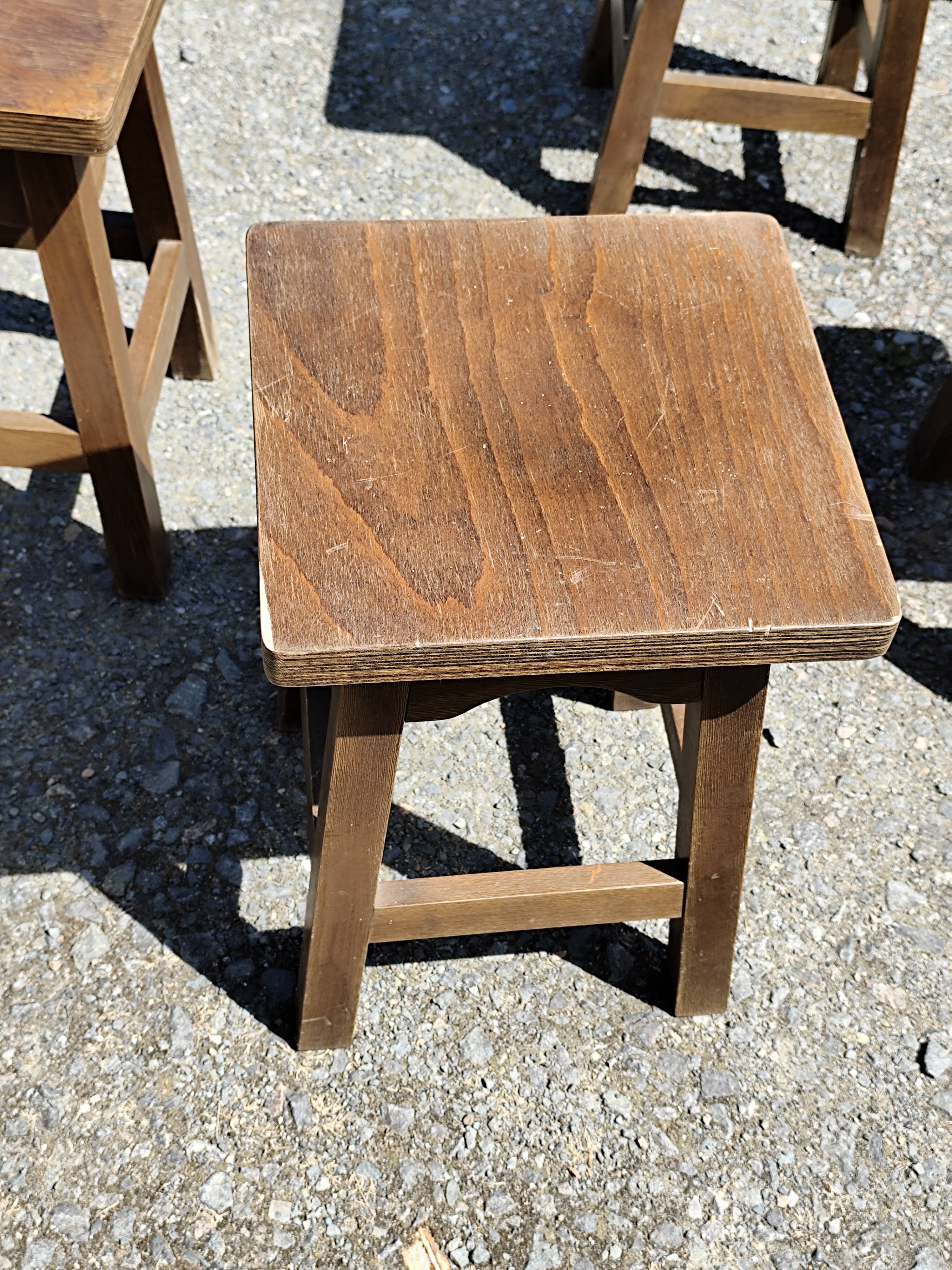 6 rustic brutalist wooden stools