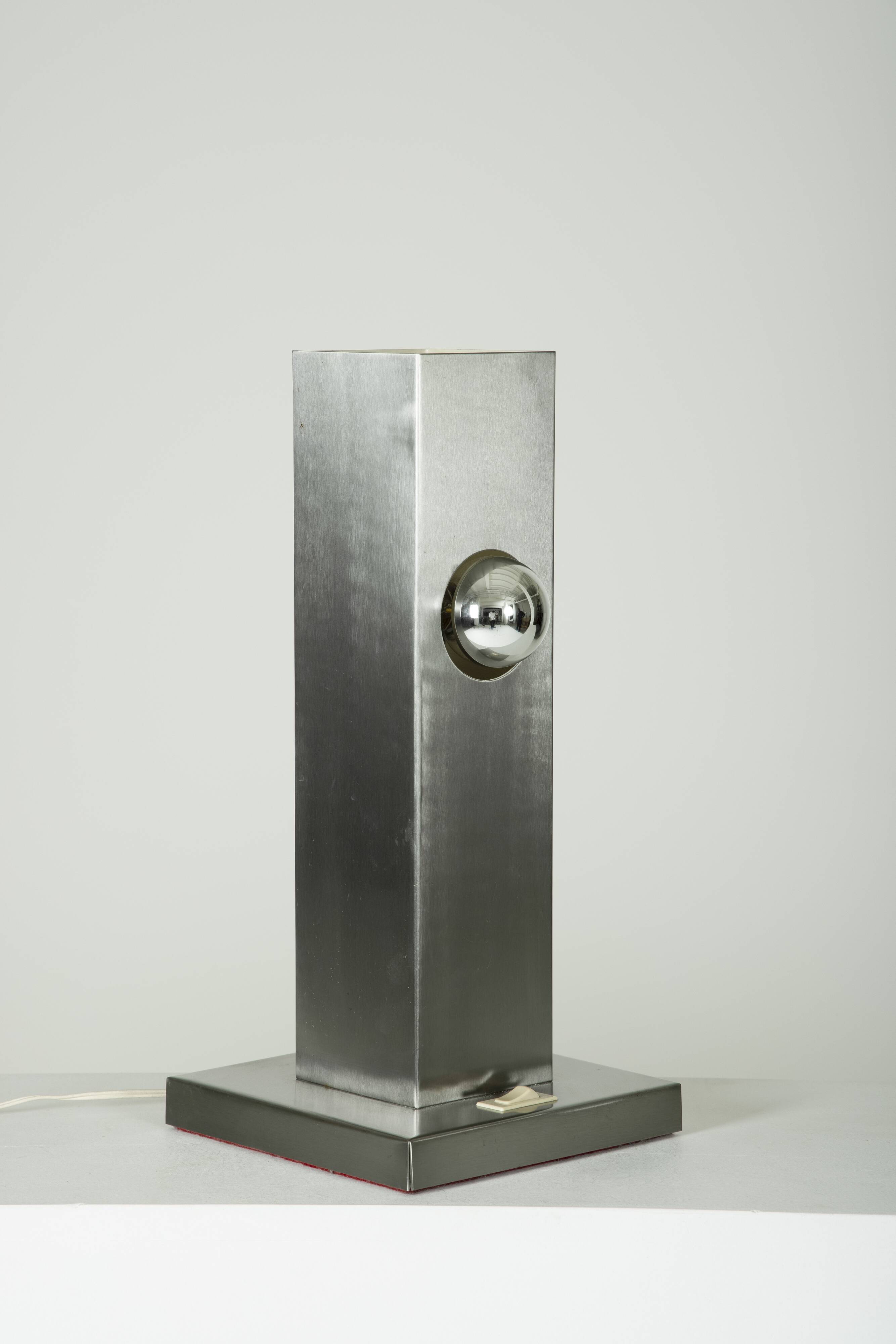 Brushed aluminum table lamp, France 1970s