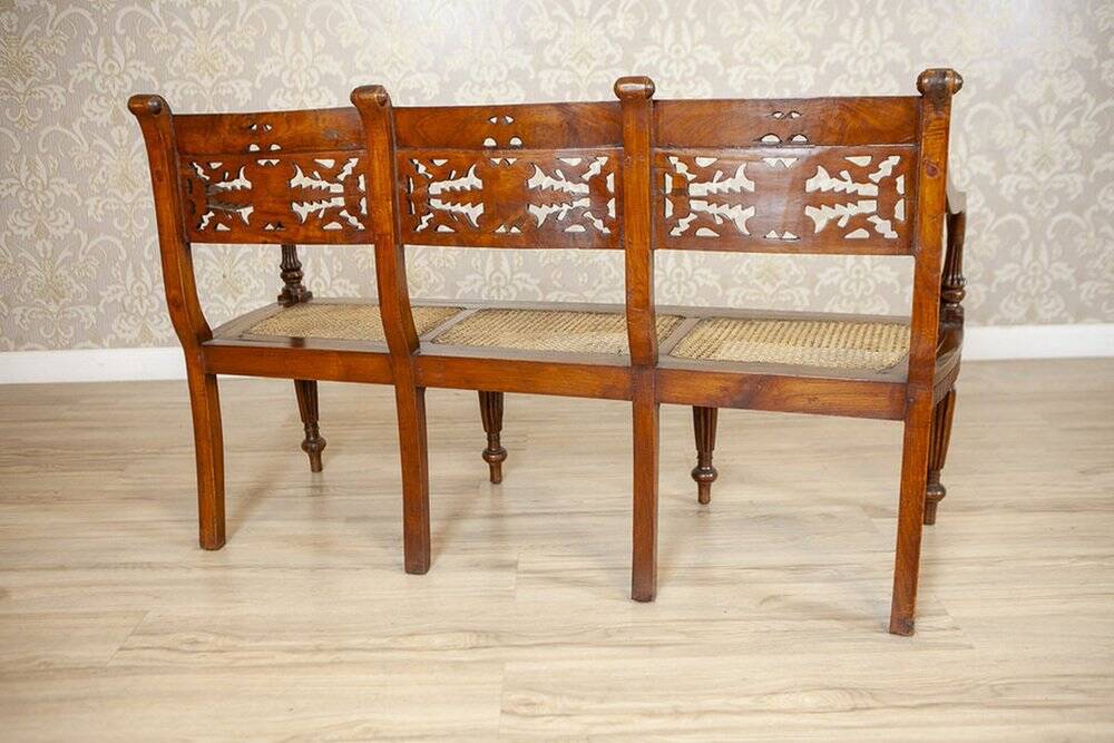 Antique Rosewood Parlor Set with Carved Backrests, Set of 3