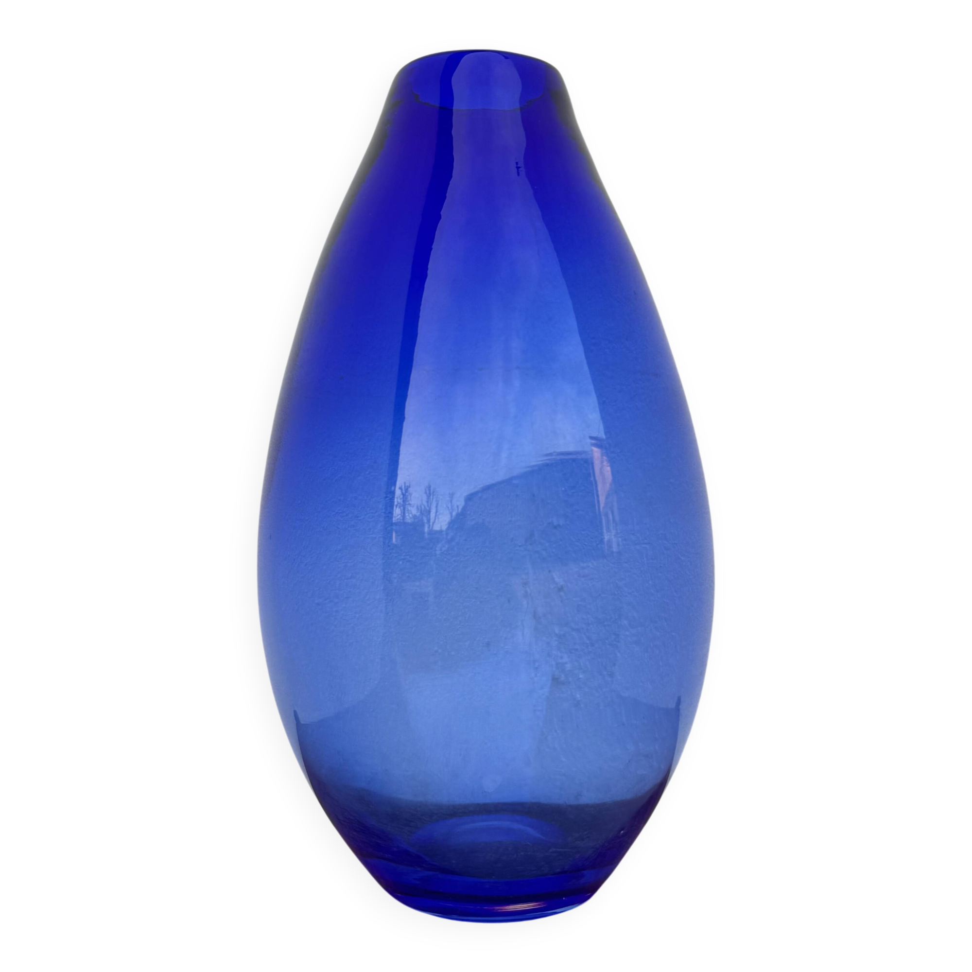 Large vintage cobalt blue blown glass vase