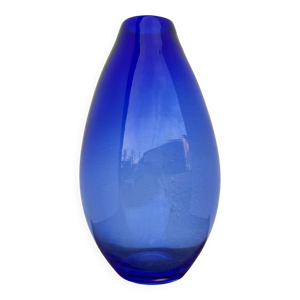 Grand vase verre soufflé - bleue