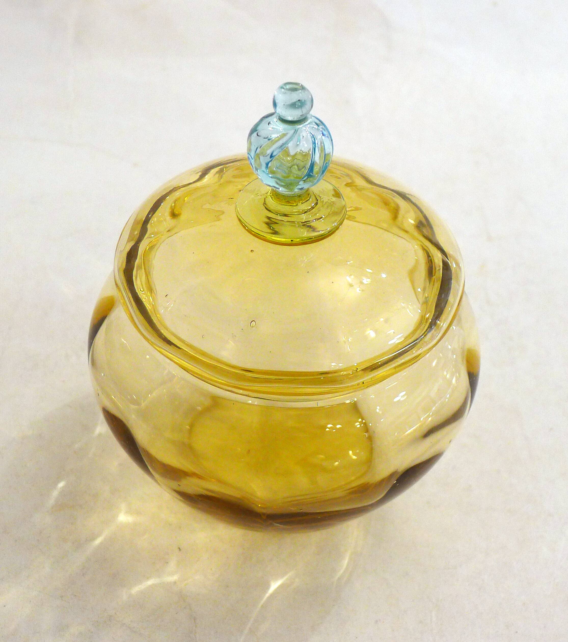 Antique two-tone blown glass bonbonnière