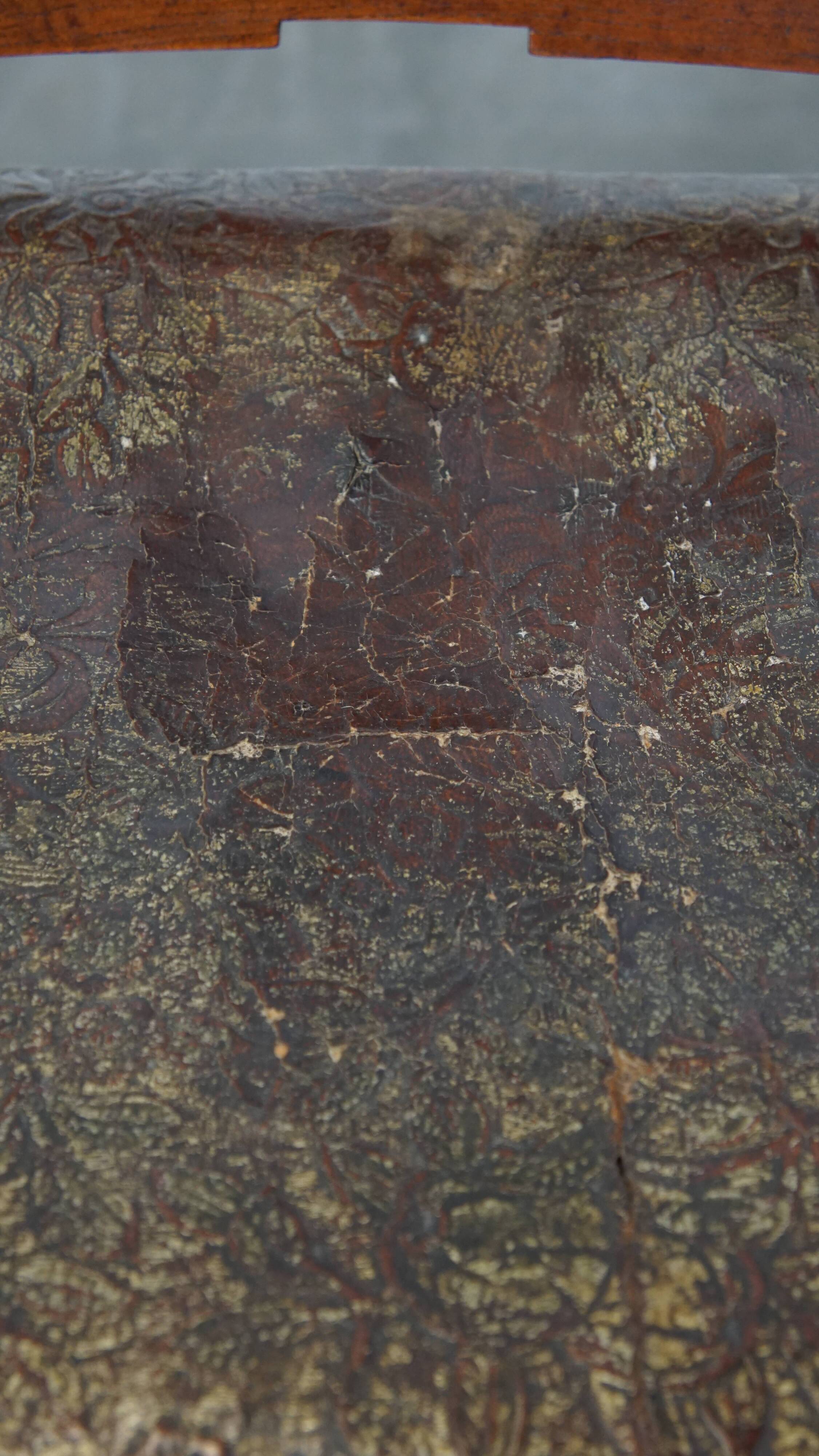 Ensemble de 6 chaises de salle à manger en cuir antiques d'origine néerlandaise