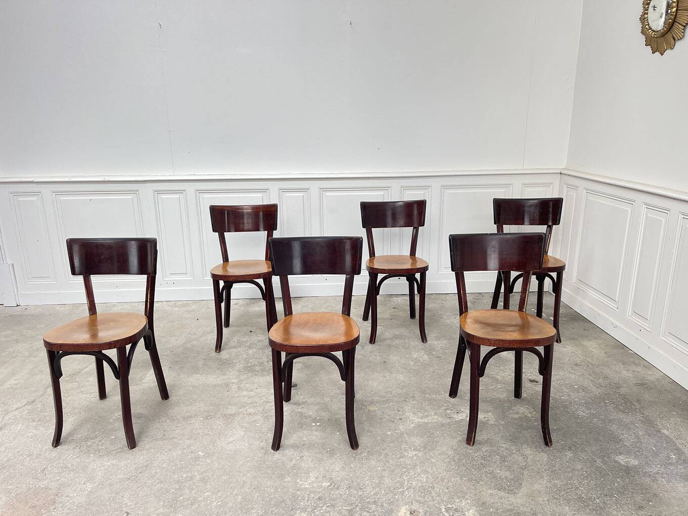 6 Baumann "Etienne" bistro chairs, 1950