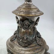Pair of silver-plated bronze candlesticks in the Empire style, early 19th century, height 70 cm