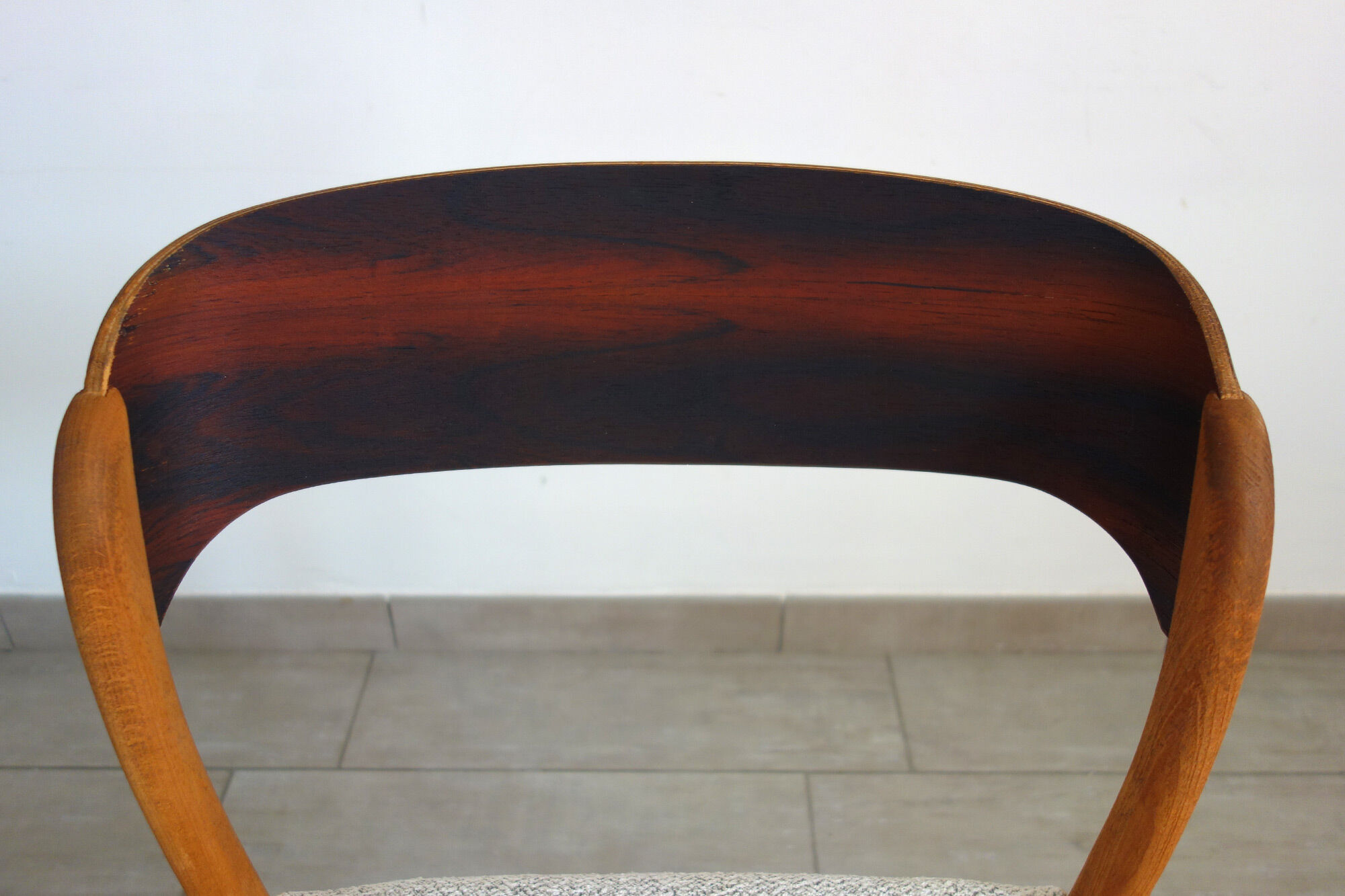Baumann sleigh chair restored, France, 1960s