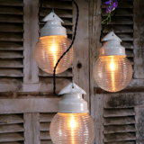 Industrial lamp in glass and metal