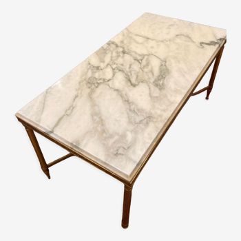 Brass coffee table and white marble Louis XVI style