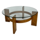 Vintage Oak and Thick Glass Coffee Table, 1960