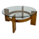 Vintage Oak and Thick Glass Coffee Table, 1960