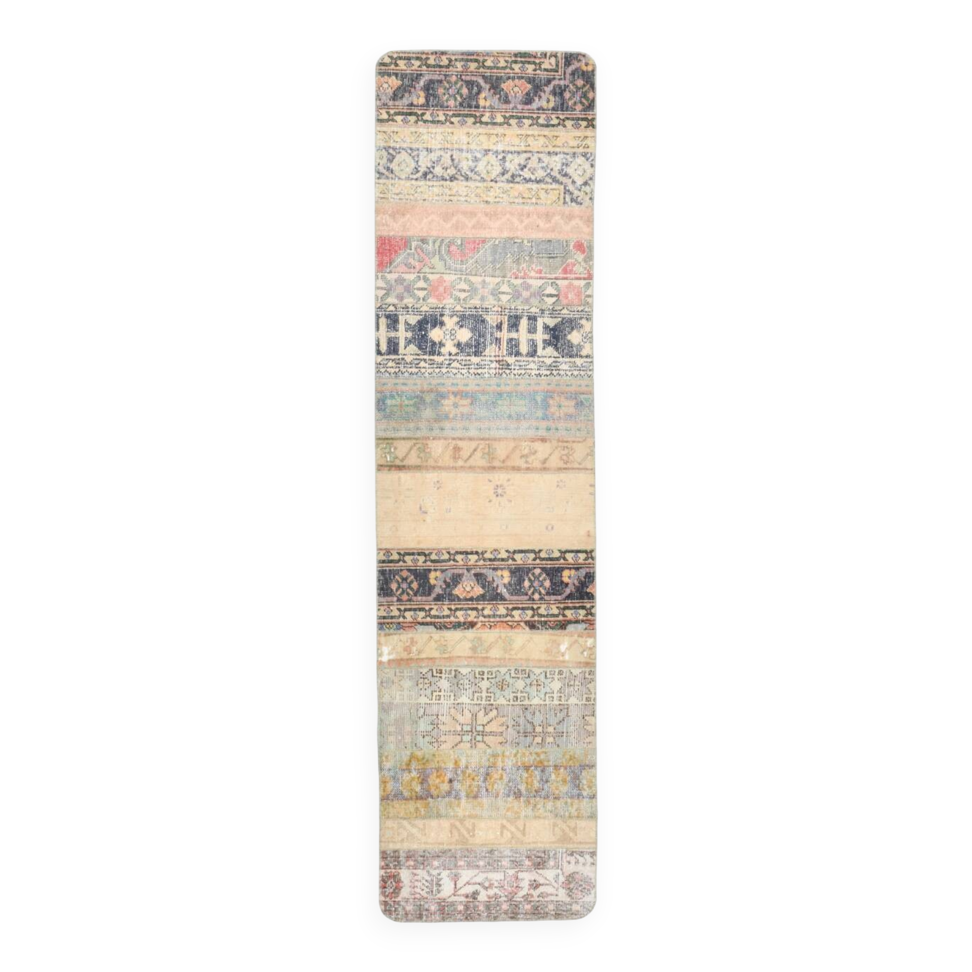 2x9 Multicolor Rustic Boho Vintage Runner Rug, 70x282 Cm