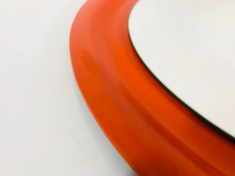 Red circular wall mirror 45x45cm Germany 1970s