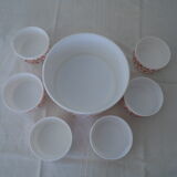 Saladier - t 6 cups scania orange flowers vintage arcopal