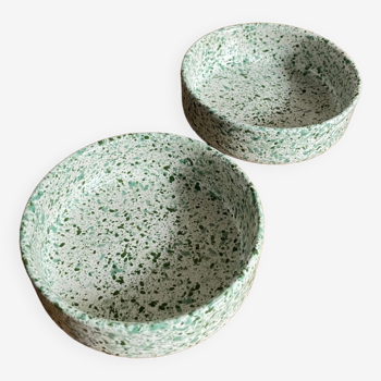 Green spotted ceramic ramekin