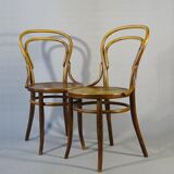 Two chairs No. 14, circa 1890 by Fuchs and Freud Bielitz, original patina