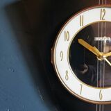 Vintage formica clock asymmetrical silent wall clock "Bayard black white lines"