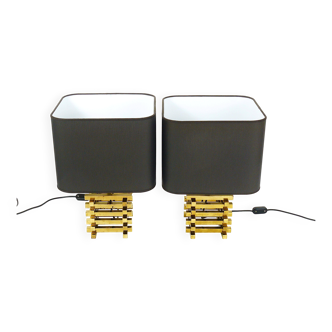 Pair of Romeo Rega table lamps in brass from the mid-century, Italy, 1970s.