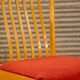 Lot de 5 chaises bois et tissu rouge