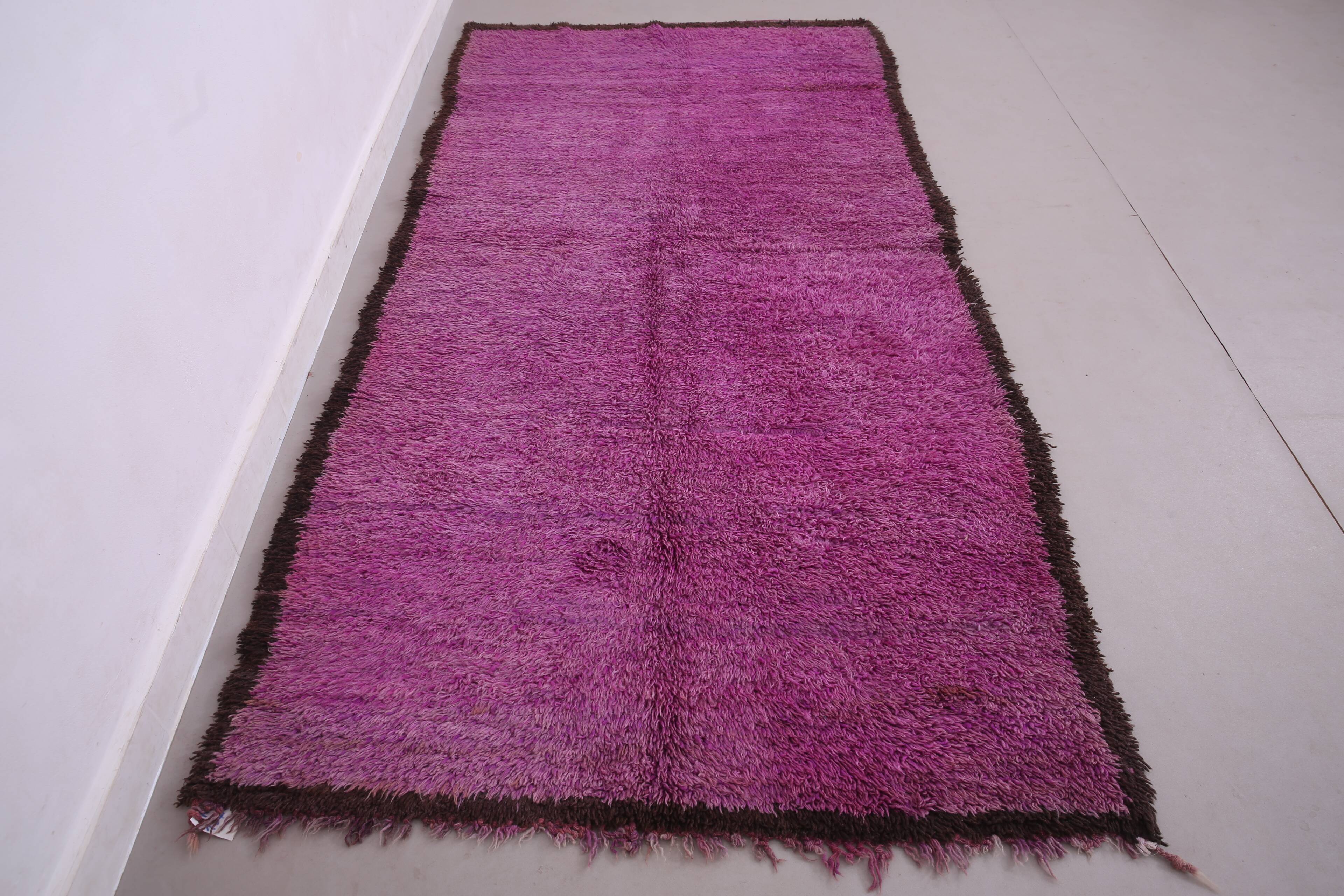 Vintage purple moroccan rug 134x272 cm - Berber rug - Wool rug handmade