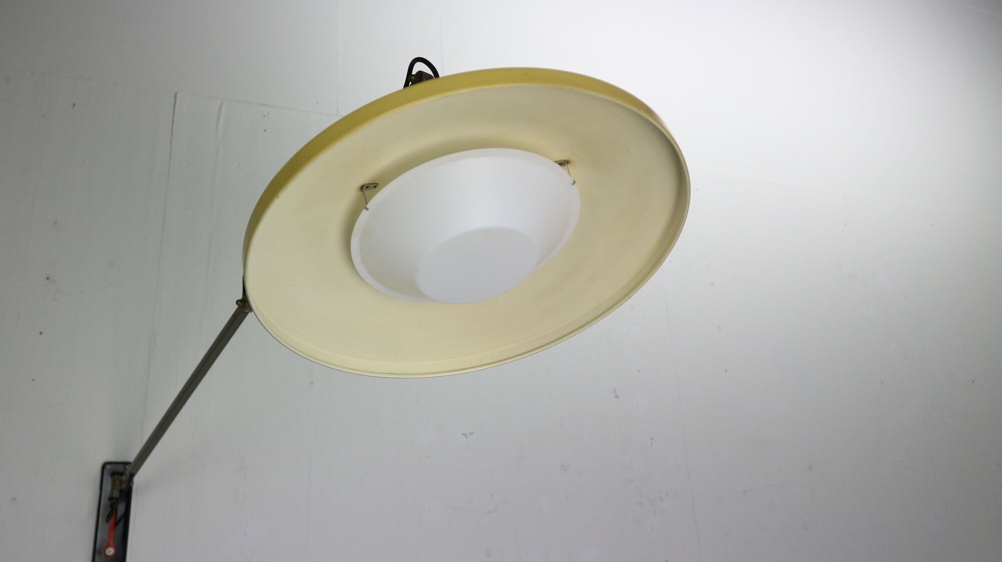 Yellow & grey Wim Rietveld 'Panama' wall lamp 4050 for Gispen 1955s Dutch design