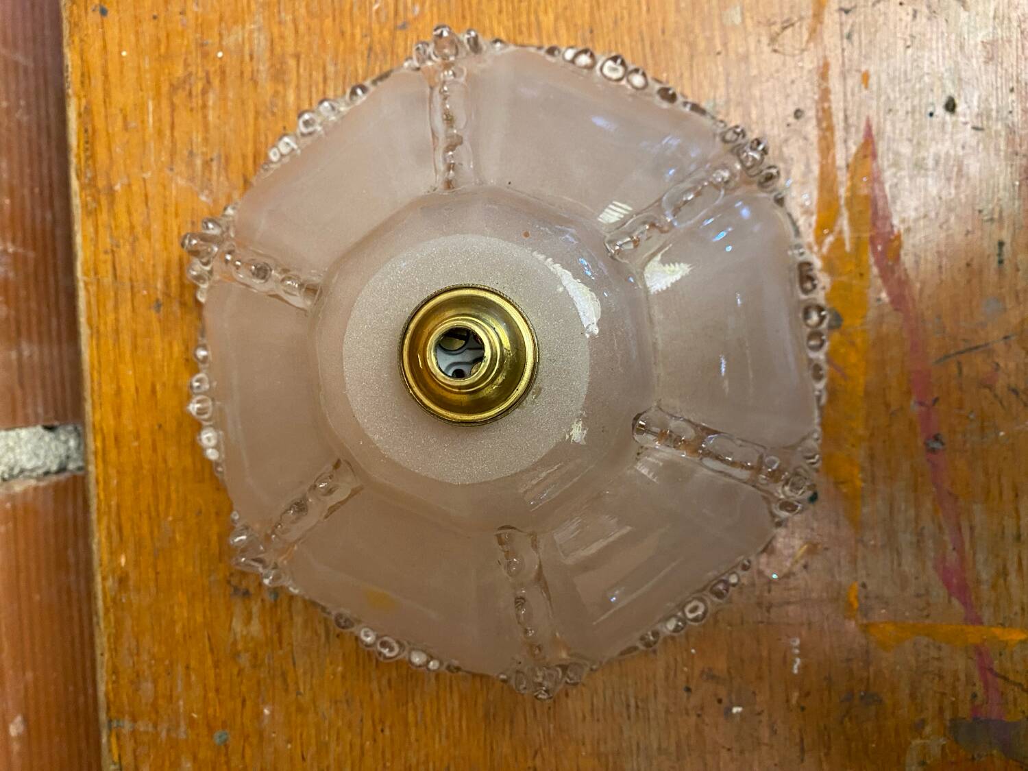 Antique Pendant Light Globe Molded Glass Art Deco Frosted Vintage