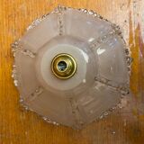 Antique Pendant Light Globe Molded Glass Art Deco Frosted Vintage