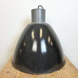 Large Dark Grey Enamel Industrial Factory Lamp from Elektrosvit, 1960s