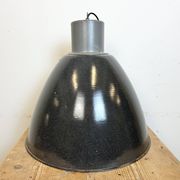 Large Dark Grey Enamel Industrial Factory Lamp from Elektrosvit, 1960s