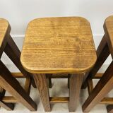 8 solid wood bar stools in brutalist style